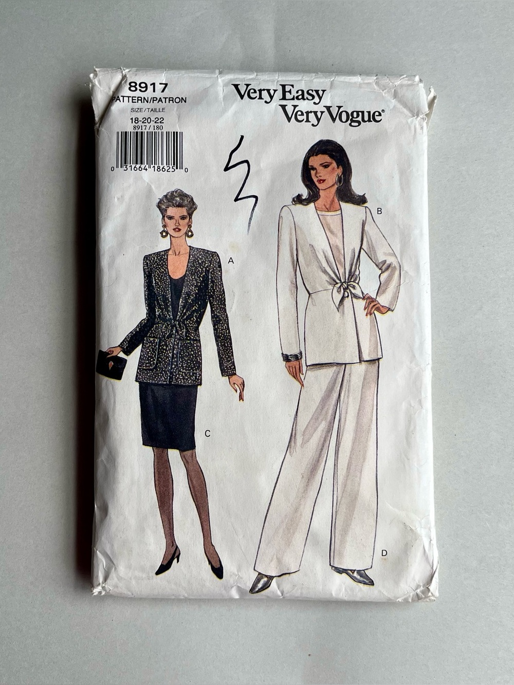 Vintage 90's Vogue Very Easy 8917 Misses Jacket Skirt & Pants Sewing Pattern